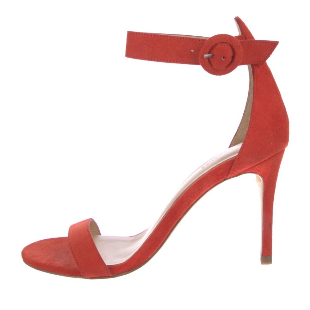 L'Agence Suede Sandals- Orange - Straps & Buckle Closure at Ankles- new no tags